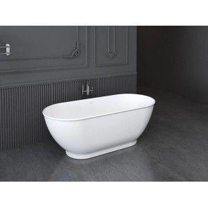 Weiße, freistehende Badewanne Mobula 170 cm in ovaler Form. Modernes Design für Ihr Badezimmer.