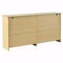 Rückseite eines Merax Sideboards in heller Holzoptik mit glatter Oberfläche. Wohnzimmerschrank aus MDF.