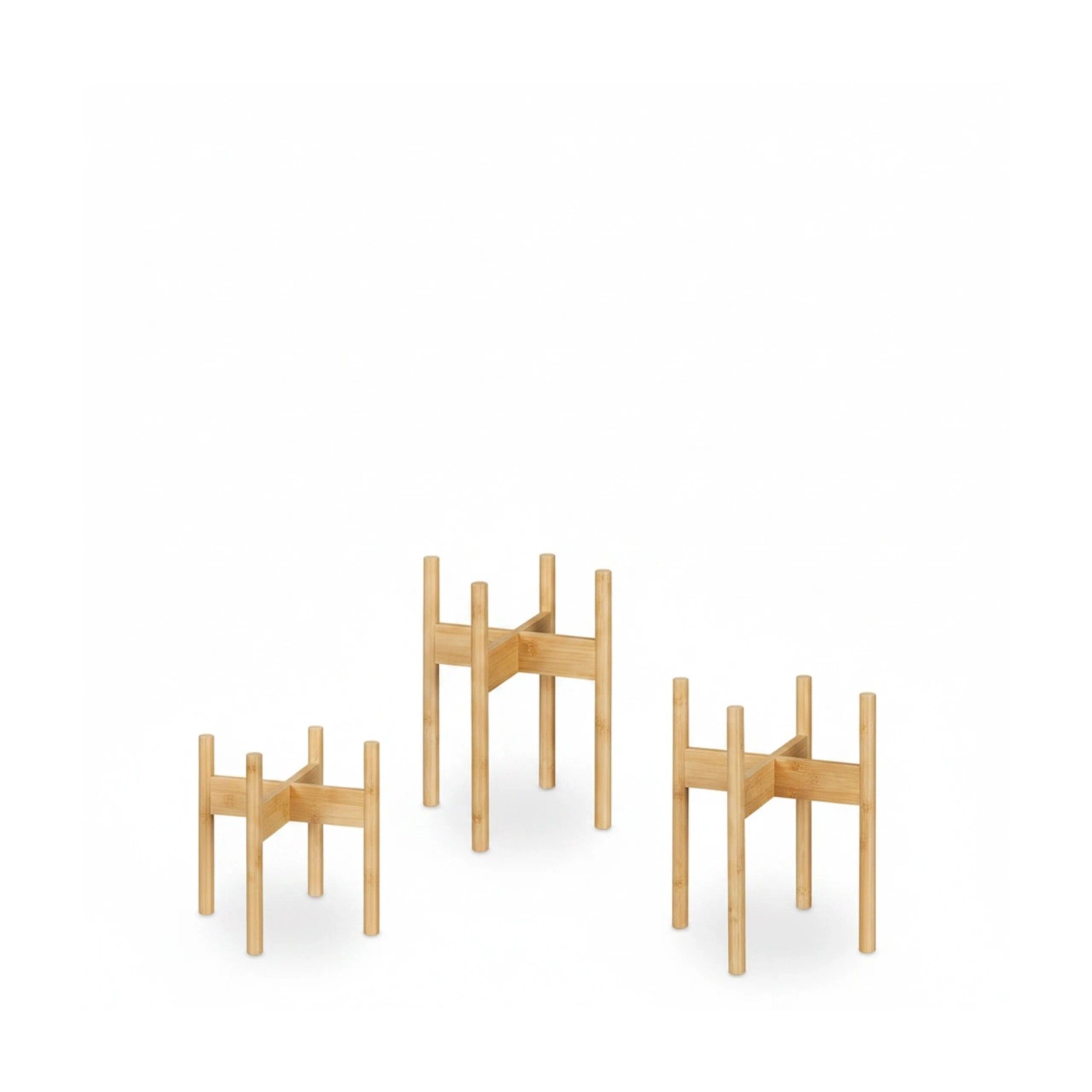 Relaxdays Pflanzenständer Bambus Natur 3er Set 33 cm x 25 cm x 25 cm 38 cm x 30 cm x 30 cm 40 cm x 34 cm x 34 cm