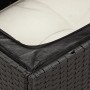 Detailaufnahme: Schwarze vidaXL Garten-Sofagarnitur mit wasserdichtem Staufach und cremefarbenem Kissen.