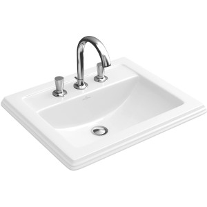 Villeroy & Boch Hommage Einbauwaschbecken, 63x52,5 cm, Weiß Alpin mit CeramicPlus und Armatur.