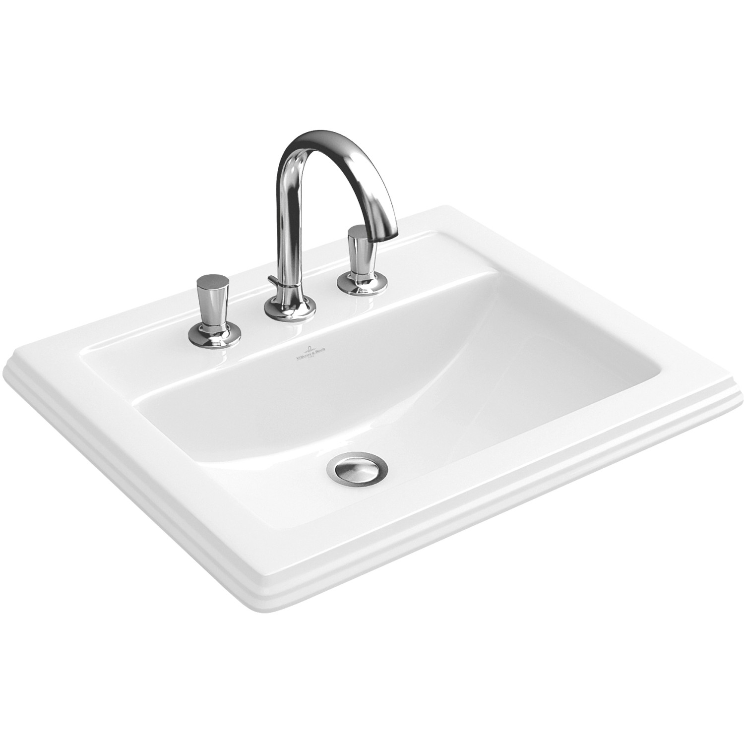 Villeroy & Boch Einbauwaschbcken Hommage 63 cm x 52,5 cm Weiß Alpin CeramicPlus