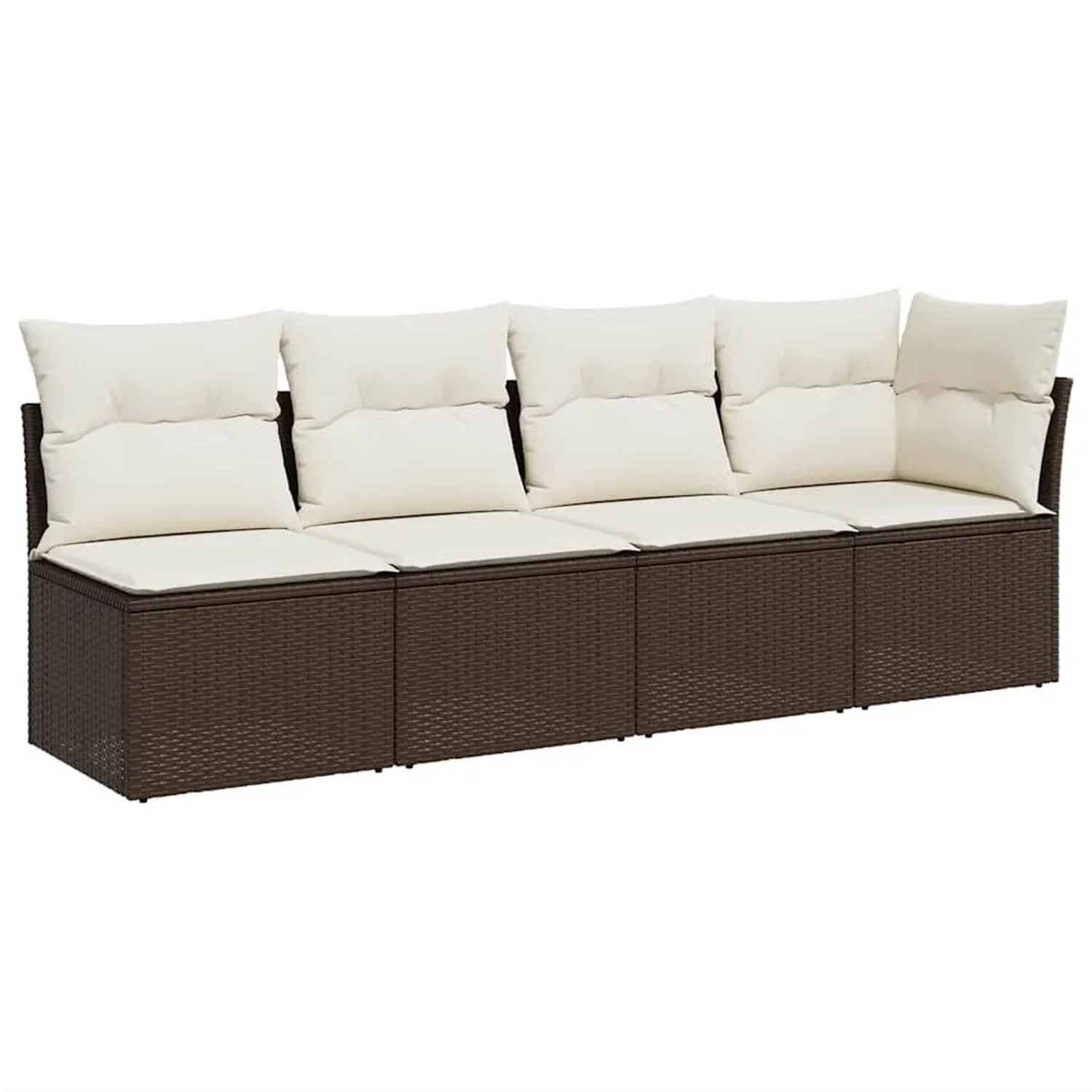 vidaXL Gartensofa mit Kissen 4-Sitzer Braun Poly Rattan 366202