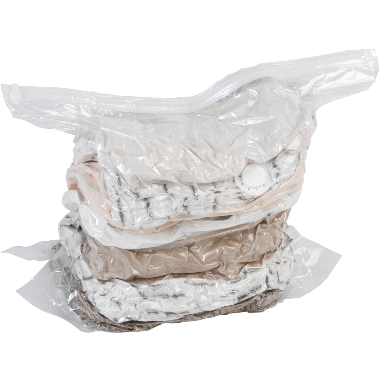 Wenko Vakuumbeutel Cube L (70x100x35cm) mit Textilien, platzsparende Aufbewahrung.