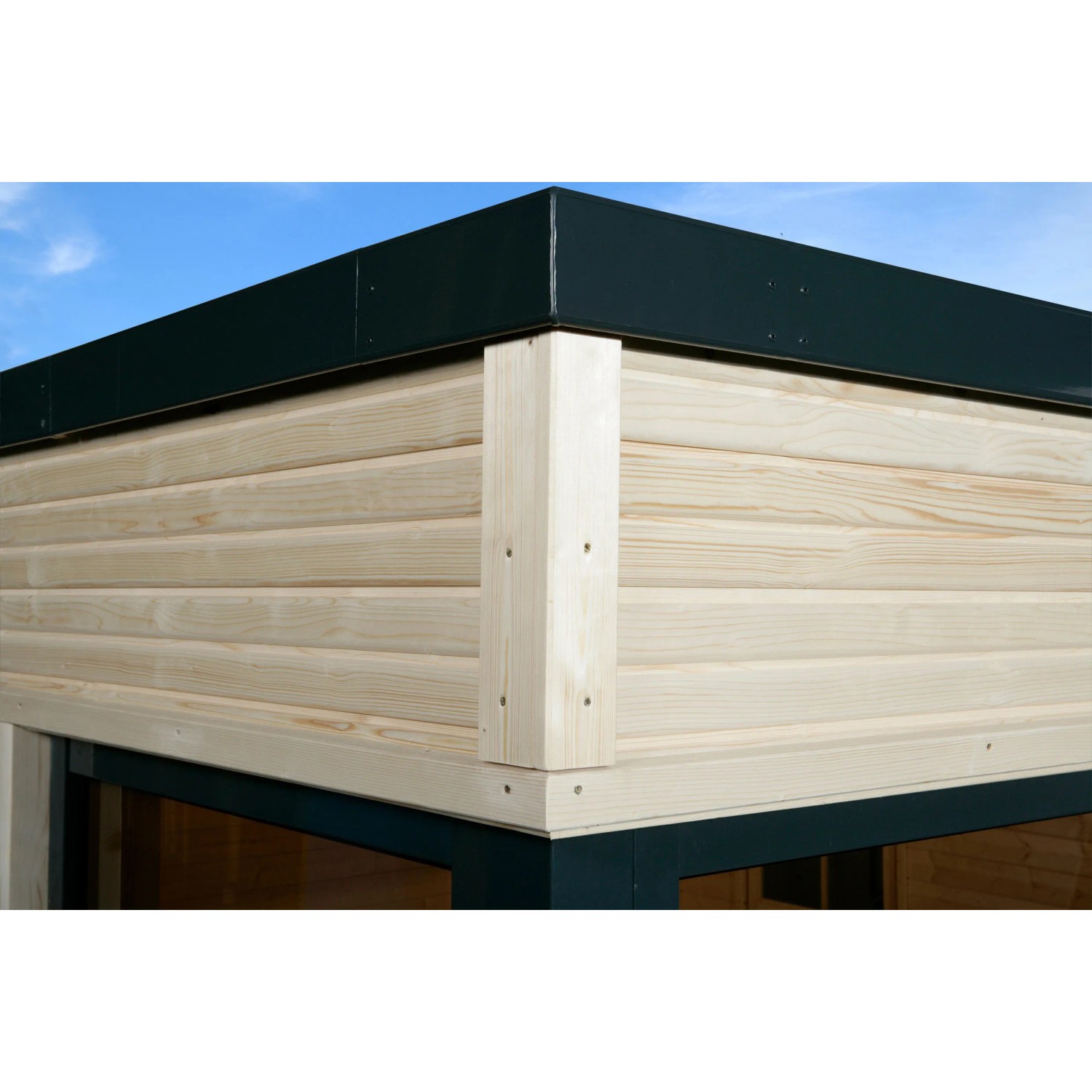 Detailansicht WEKA Designhaus Cubilis 2.0: Holzfassade und Flachdach