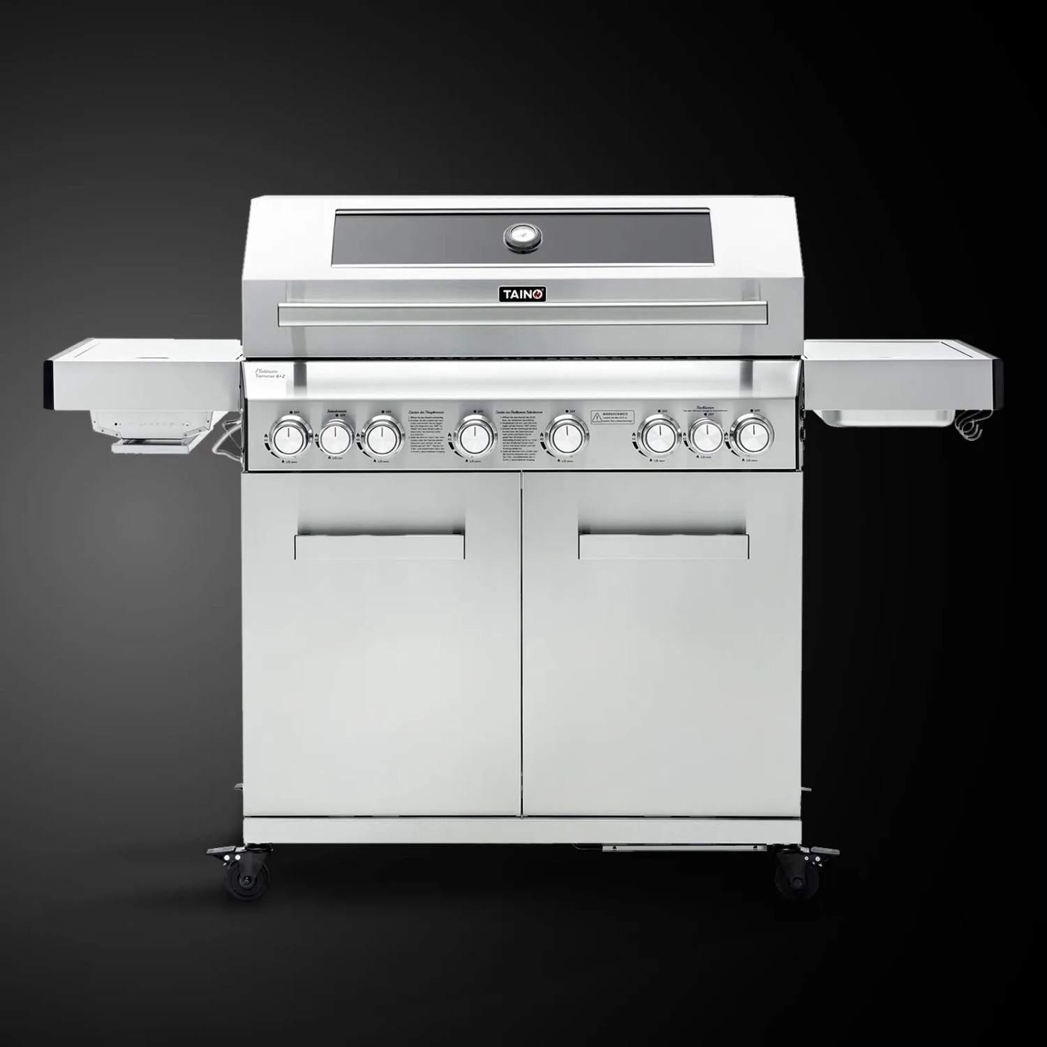 Taino Platinum Yamara 6+2 Gasgrill aus Edelstahl mit 6 Brennern, Sear- und Backburner.
