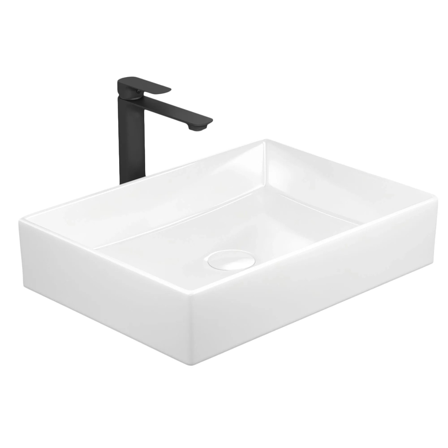 Emke Aufsatzwaschbecken 51x37x11cm Keramik Weiß Rechteckiges Waschbecken