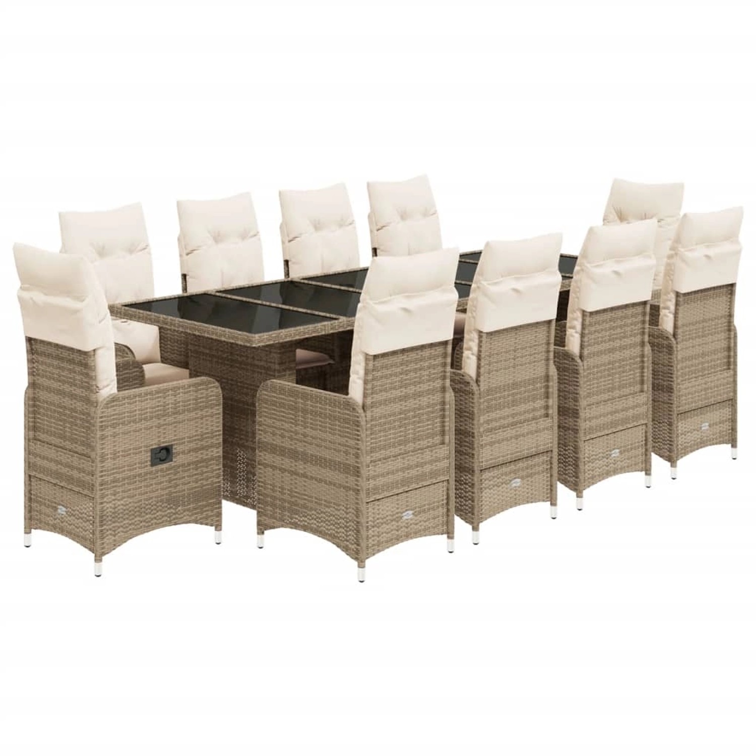 vidaXL 11-tlg Garten-Bistro-Set mit Kissen Beige Poly Rattan Modell 4