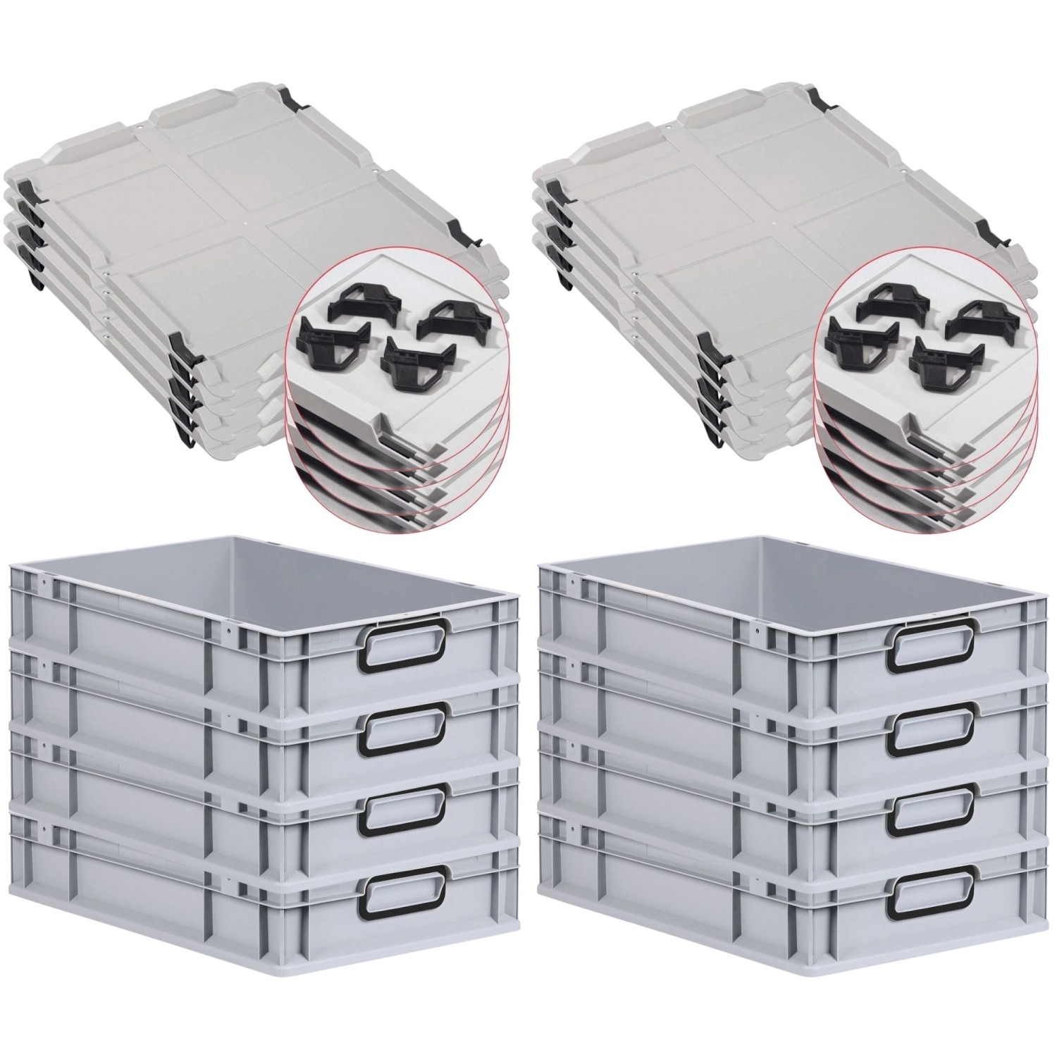 PROREGAL SuperSparSet 8x Eurobox Nextgen Color Mit Auflagedeckel HxBxT 12x4 günstig online kaufen