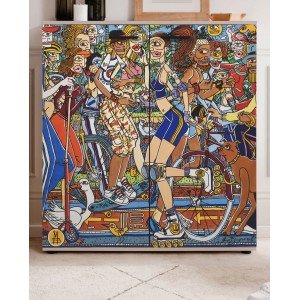 Furn.Design Schuhschrank Logu in Samt Bergonzoli 100 x 110 cm Logu