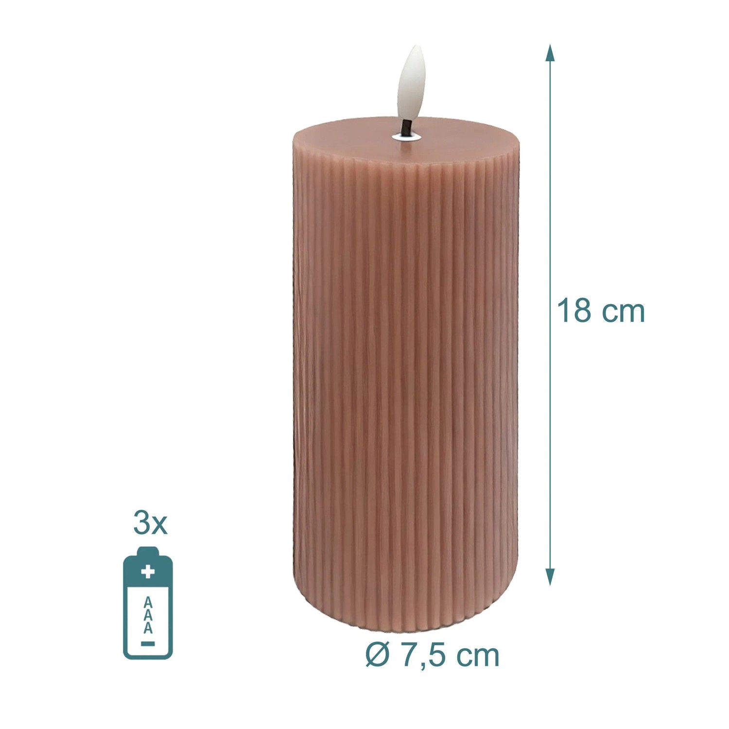 Relaxdays LED Kerzen 4er Set Echtwachs Altrosa Flackernd 18 cm_4