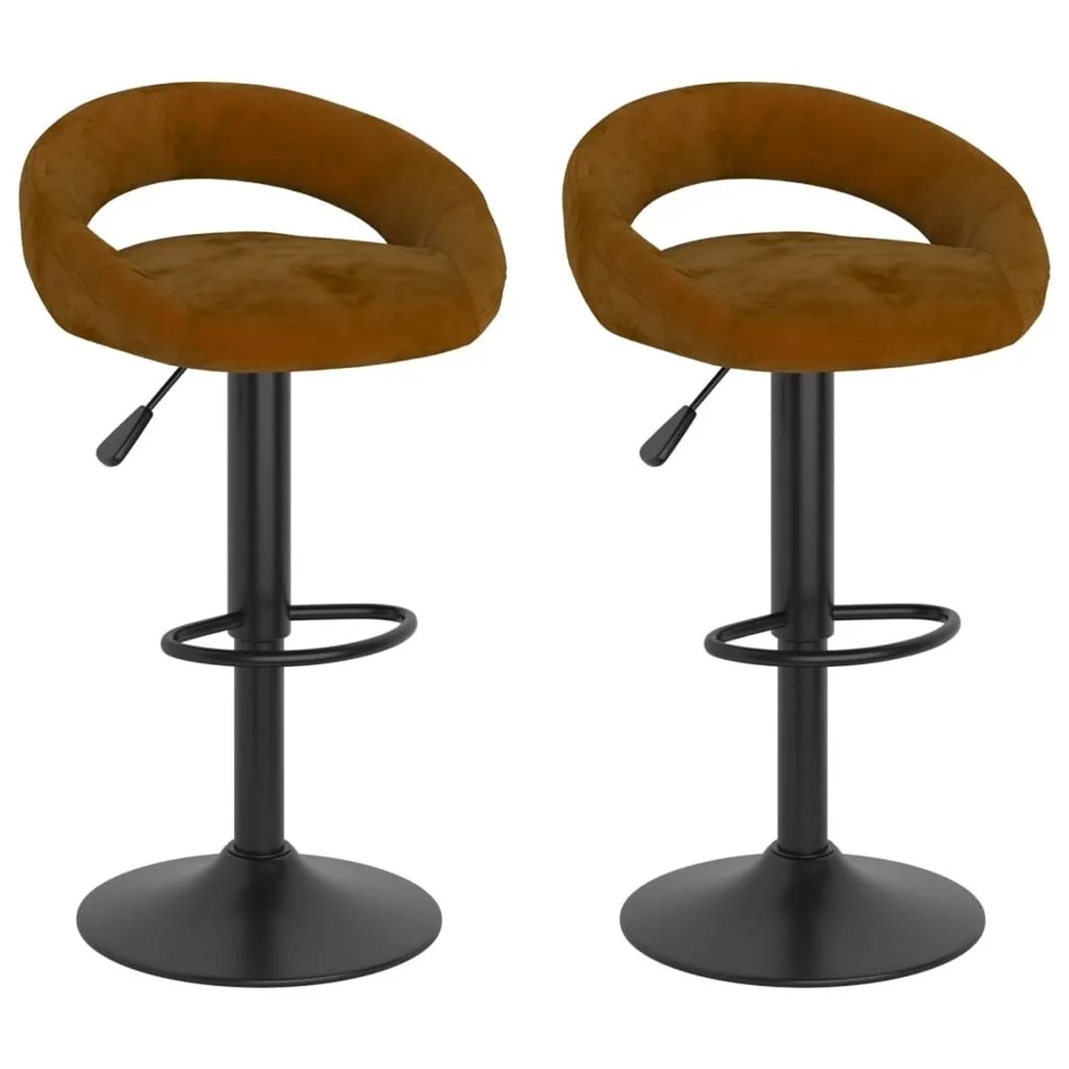 DELUKE Barhocker KALSII Höhenverstellbar 2er Set Braun Samt Barstühle Drehbar Küchenhocker Thekenhocker Für Küche Hausbar