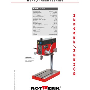 Rotwerk Bohr- und Fräsmaschine X0, ideal für präzise Bohr- und Fräsarbeiten in der Werkstatt.