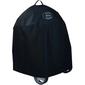 Schwarze Rösle Abdeckhaube für F60/G60 Grills, wasserfest und mit Logo.
