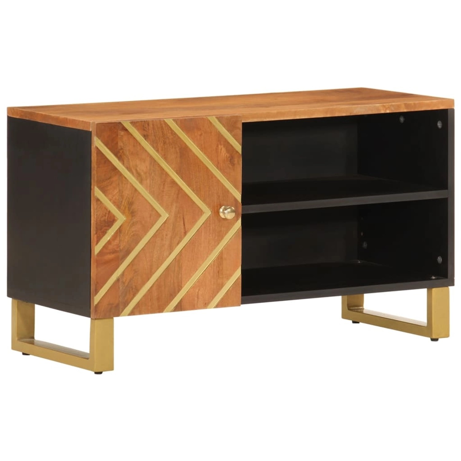 VidaXL TV-Schrank Braun und Schwarz 80x31,5x46 cm Massivholz Mango günstig online kaufen