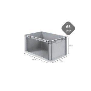 Graue PROREGAL Eurobox NextGen Store, 65 Liter, Seite offen. Ideal als Transportbox oder Eurobehälter.