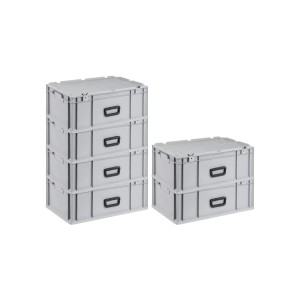 SuperSparSet: Graue Euroboxen NextGen Portable, 44 Liter, als Stapel- und Transportbehälter.