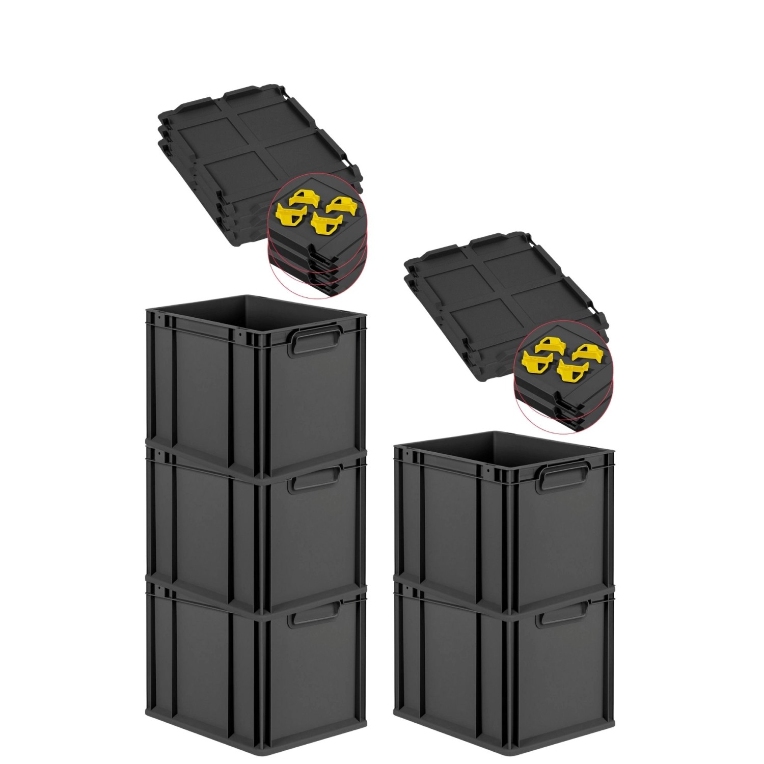 PROREGAL SparSet 5x Eurobox Nextgen Grip Mit Auflagedeckel Und Gelben Versc günstig online kaufen
