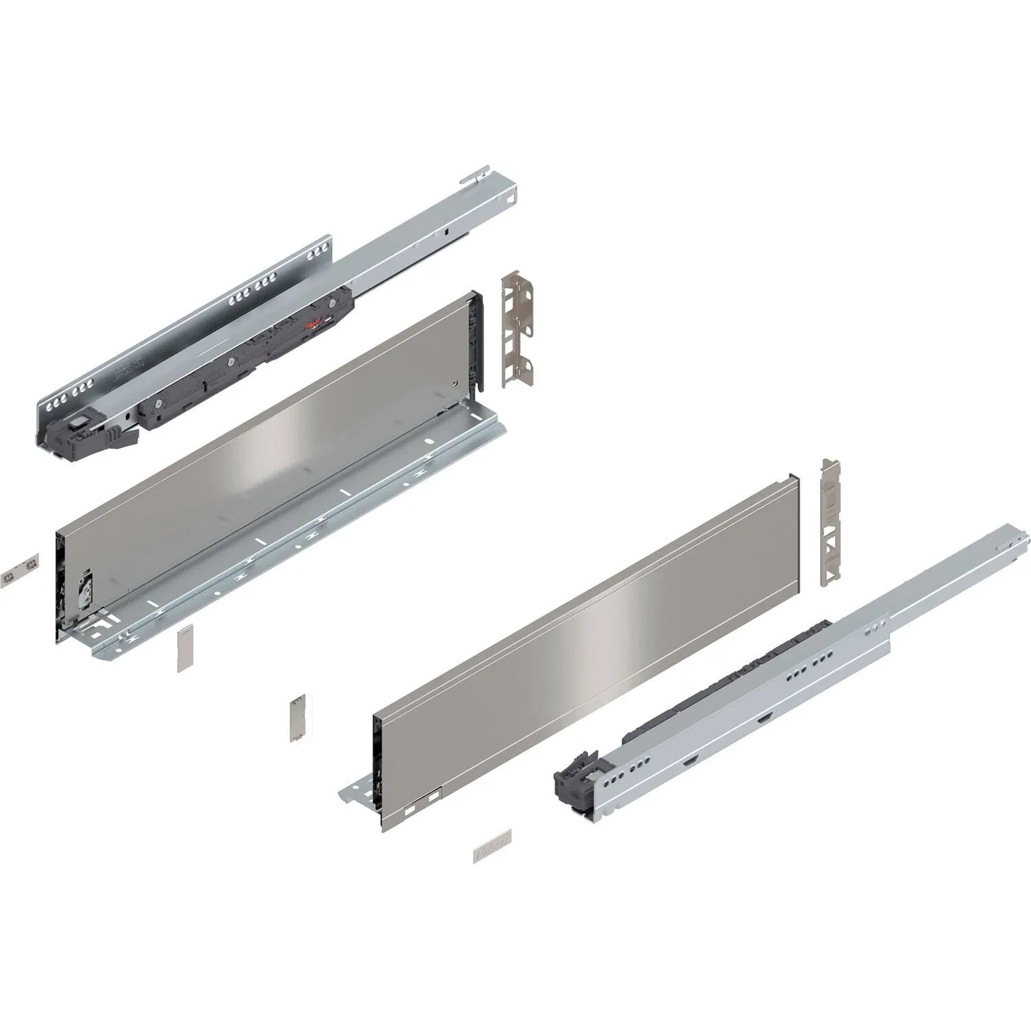 Blum Legrabox Pure Set Höhe K Tip-On Vollauszug 550 mm 40 kg Inox 1 Paar