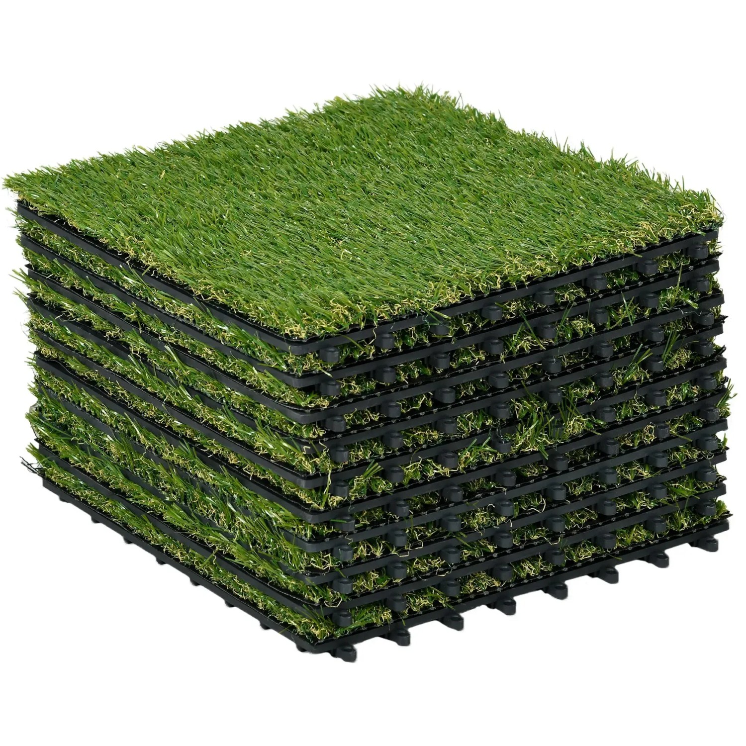 Outsunny Kunstrasen Kunststoff 10-er Set Je 30L x 30B x 3,5H cm