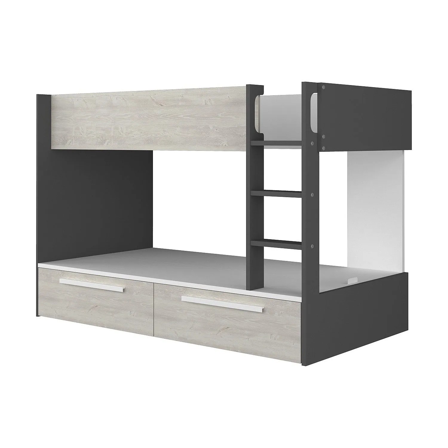 Vente-unique Etagenbett Tinoli Anthrazitgrau  Naturfarben Hell 205.6 cm