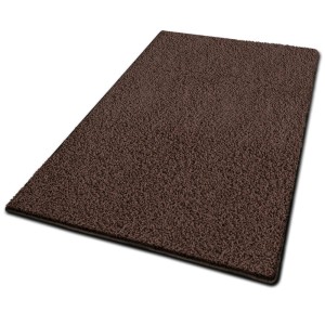 Dunkelbrauner KARAT Shaggy Teppich Barcelona, Hochflor Wohnteppich nach Maß, 100x350 cm.