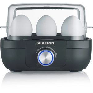 Severin Eierkocher EK 3166 für 6 Eier mit transparentem Deckel und Drehregler.