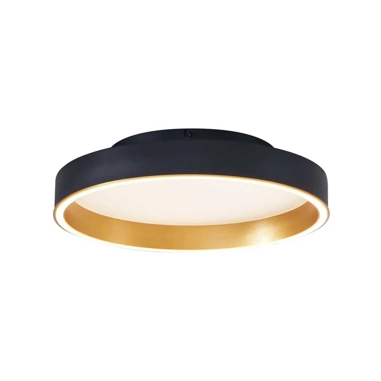 QAZQA Design Deckenleuchte Schwarz mit Gold 40 cm inkl  LED 3 Wege Schalter Ingo