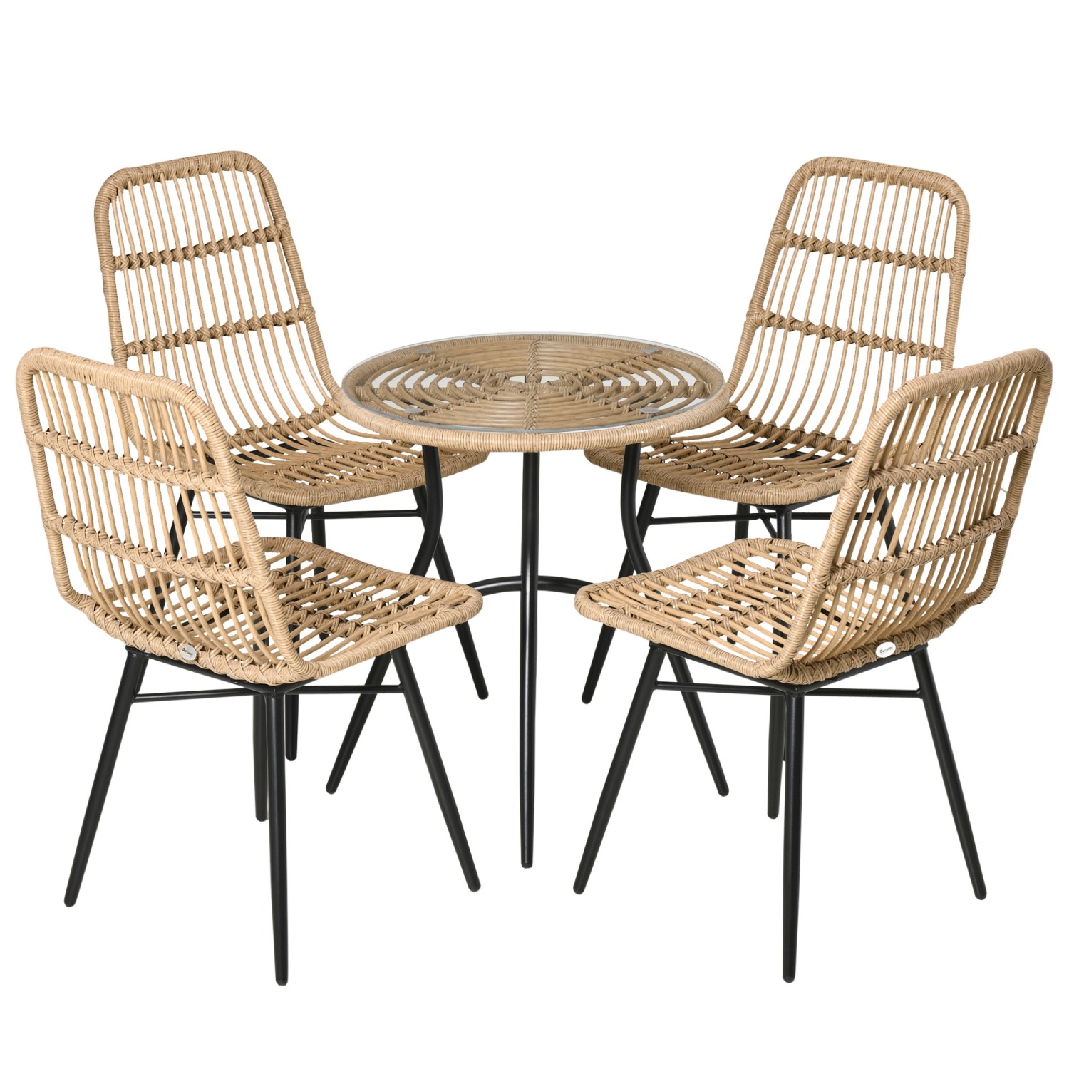 Outsunny 5-tlg. Polyrattan Gartenmöbel Set mit 4 Stühlen günstig online kaufen