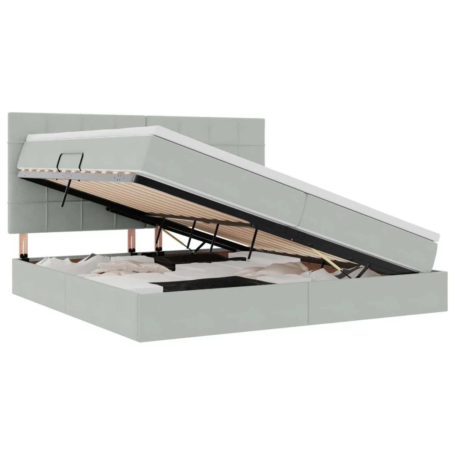 vidaXL Bett mit Stauraum und LED Hellgrau 200 x 200 cm Samt 3372687