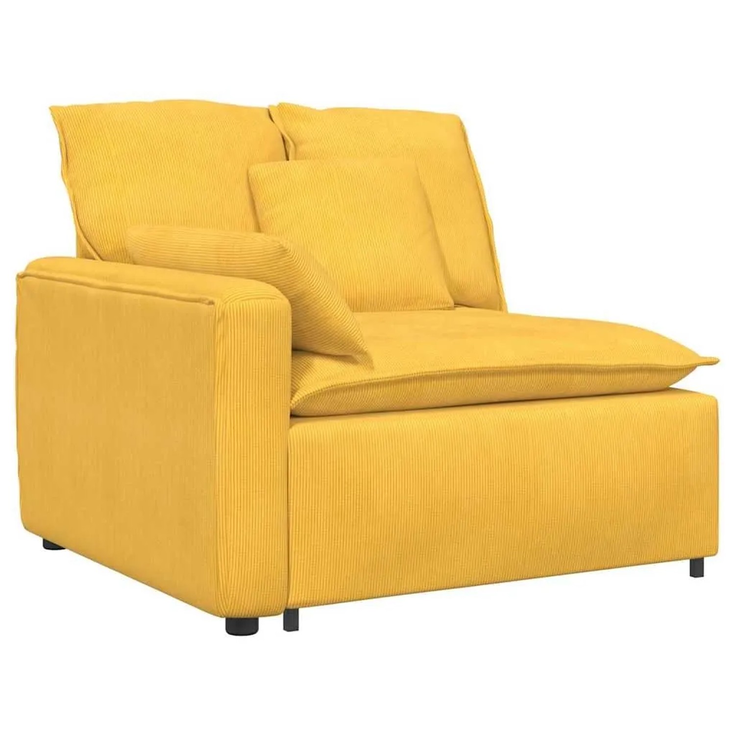 vidaXL Modulares Sofa Endmodul mit Armlehne Kissen Hellgelb 100 cm 4104413