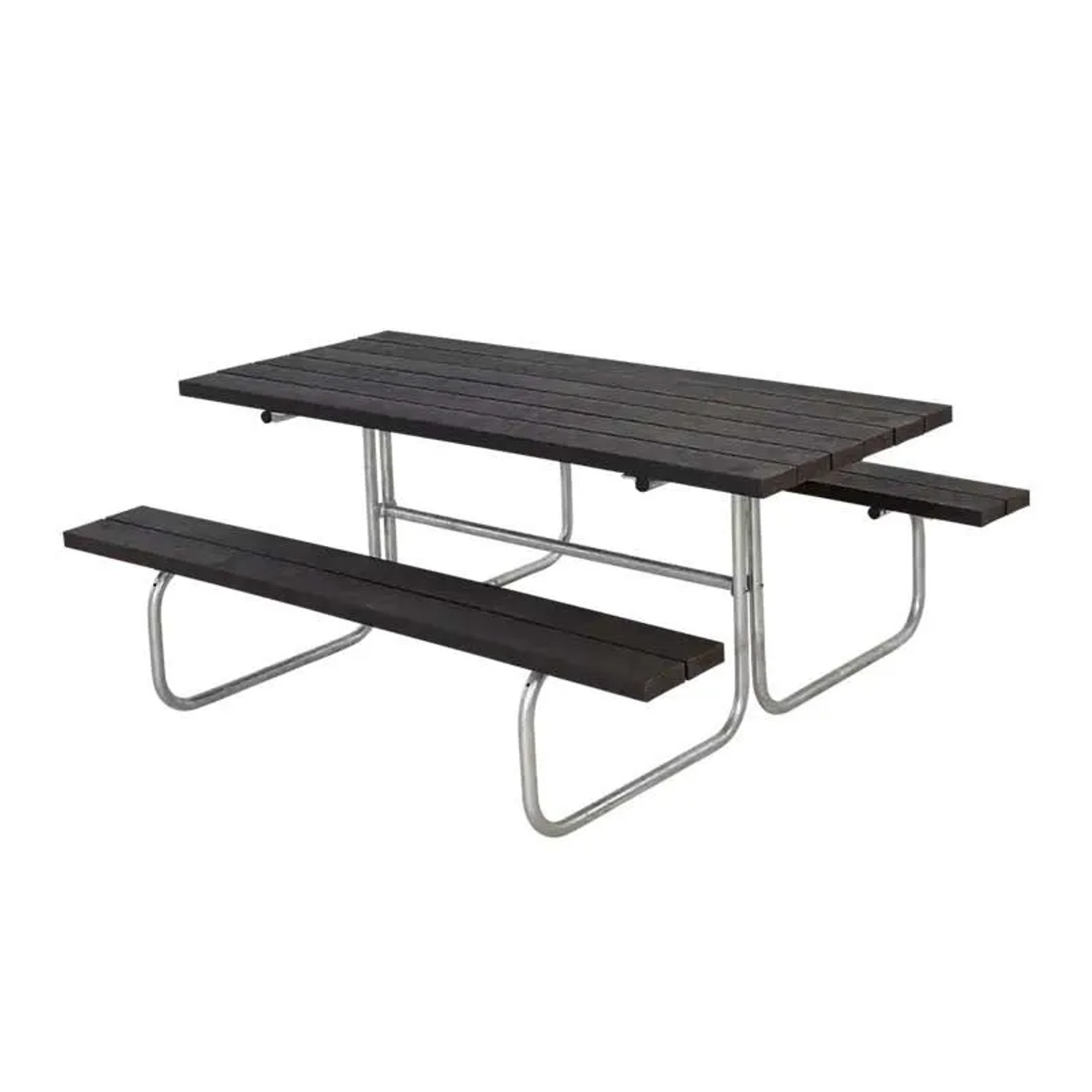 PLUS Gartensitzgruppe 177 cm RePlast Schwarz Classic Tisch-Bank-Kombination Wetterfest und Massiv