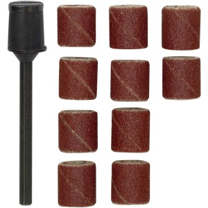 Proxxon Schleifzylinder 10mm mit 10 Schleifbändern Korn 150 für Miniaturwerkzeuge.