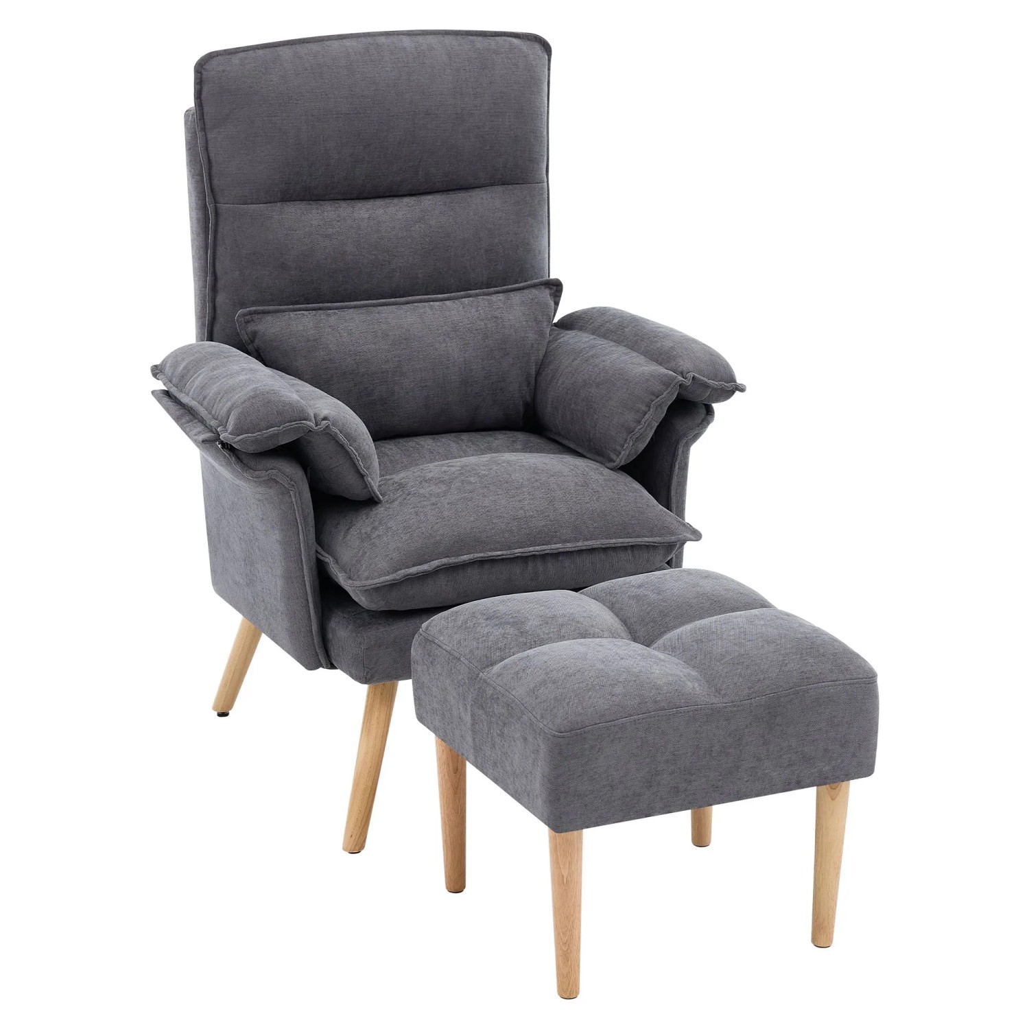 Merax Relaxsessel mit Hocker 5 Stufen Grau