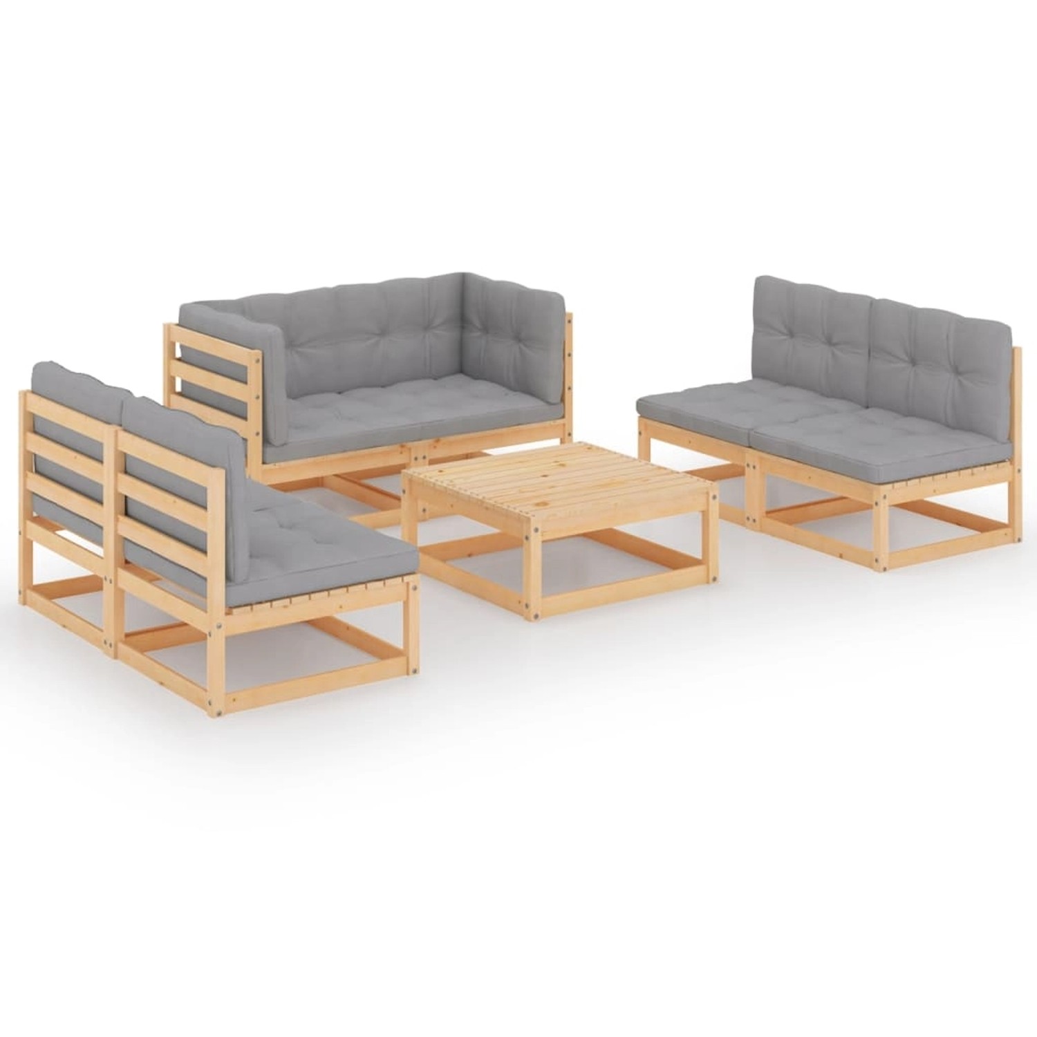 7-tlg. Garten-lounge-set Mit Kissen Kiefer Massivholz günstig online kaufen