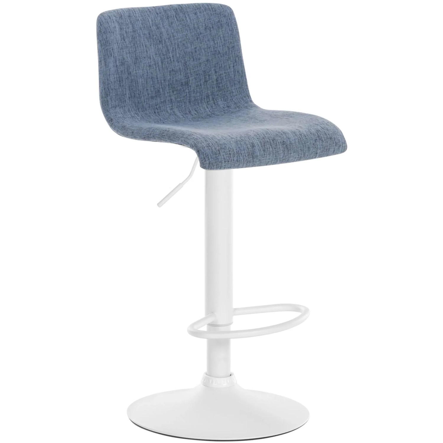 DELUKE Barhocker PESAN Stoff Blau 39x36x84cm Weiß Barstuhl Höhenverstellbar Mit Lehne Drehbar Tresenhocker Tresenstuhl
