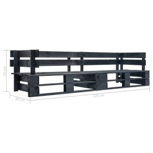 Schwarzes 2-Sitzer Garten-Palettensofa aus Holz von VidaXL. Ideal für Garten und Terrasse.