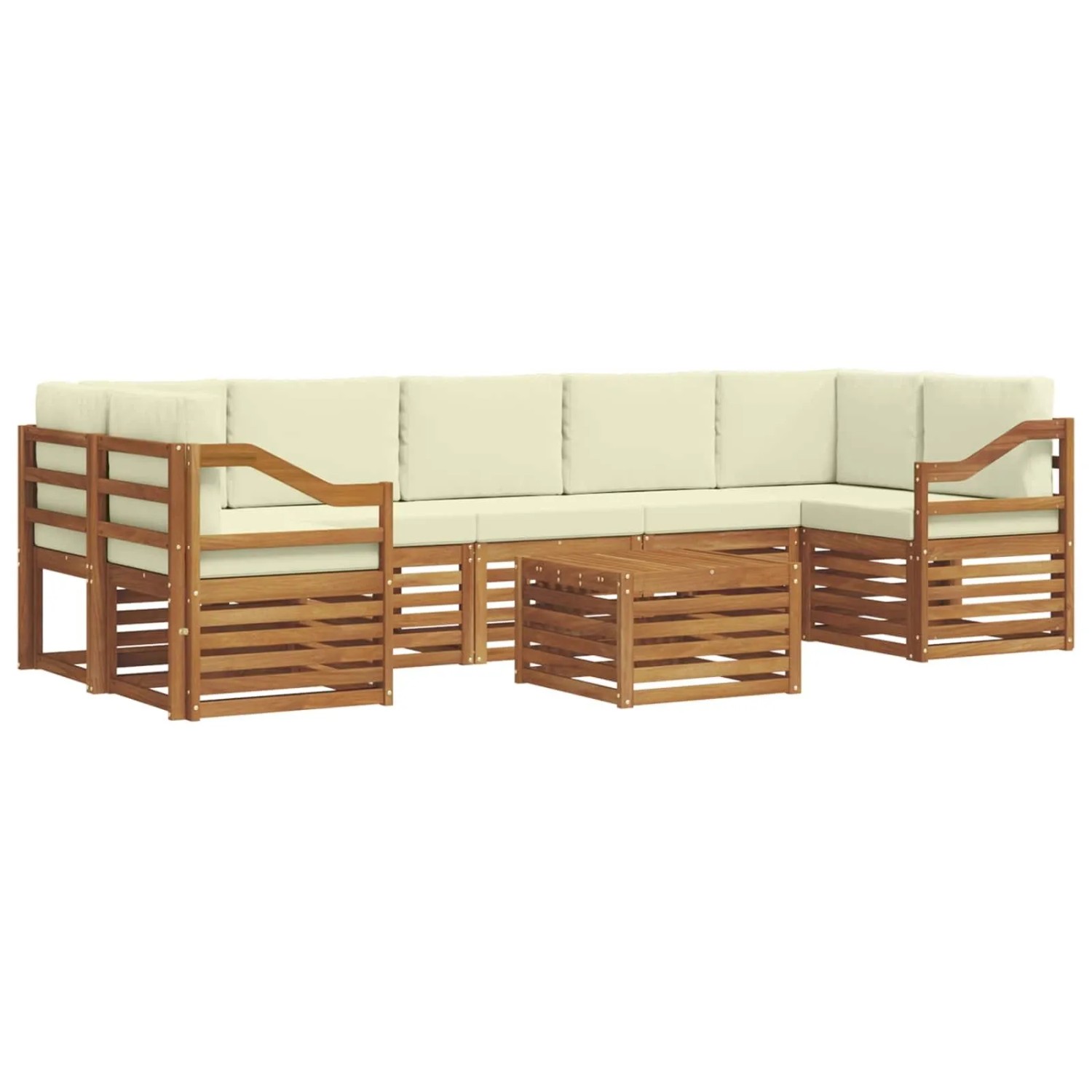vidaXL Sofagarnituren 8 Tlg Natur und Creme Massivholz Akazie 3374545