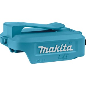 Makita Akku-USB Adapter 14,4-18V Solo, blaugrün, mit Gürtelclip.