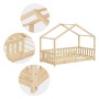 ML-Design Hausbett 80x160 cm, Kiefer Natur mit Rausfallschutz. Kinderbett im Haus-Design.