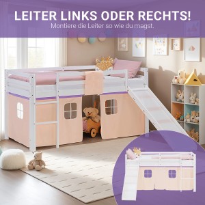 Homestyle4u Kinder Hochbett 90x200 Rutsche Matratze Kinderbett Weiß 2962