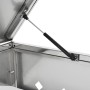 Detailaufnahme: Geöffnete Mülltonnenbox aus Edelstahl für 4 Tonnen, mit Dämpfer.