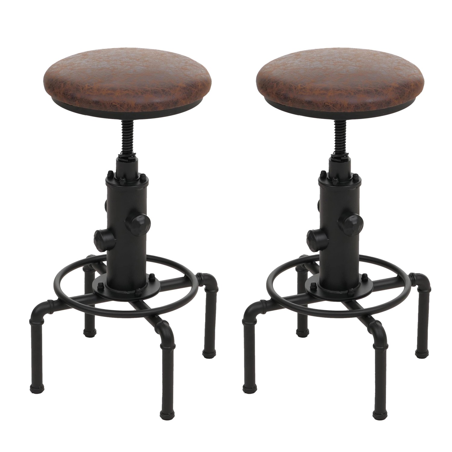 PROREGAL 2er-Set Barhocker Gepolstert Sitzhöhe 62-85cm Braun-Schwarz Barstu günstig online kaufen