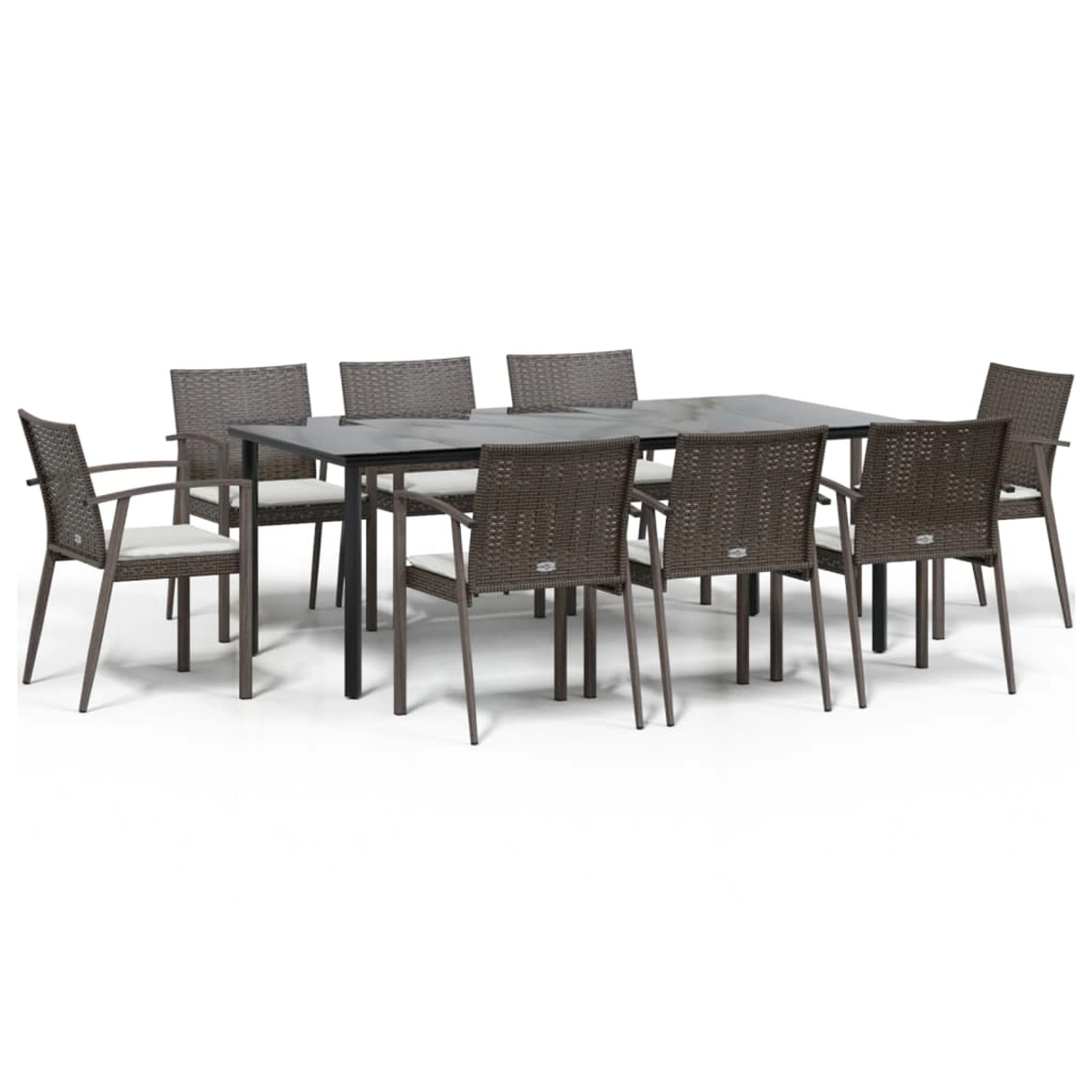 vidaXL 9-Tlg Garten-Essgruppe mit Kissen Poly Rattan und Stahl 3186998 günstig online kaufen