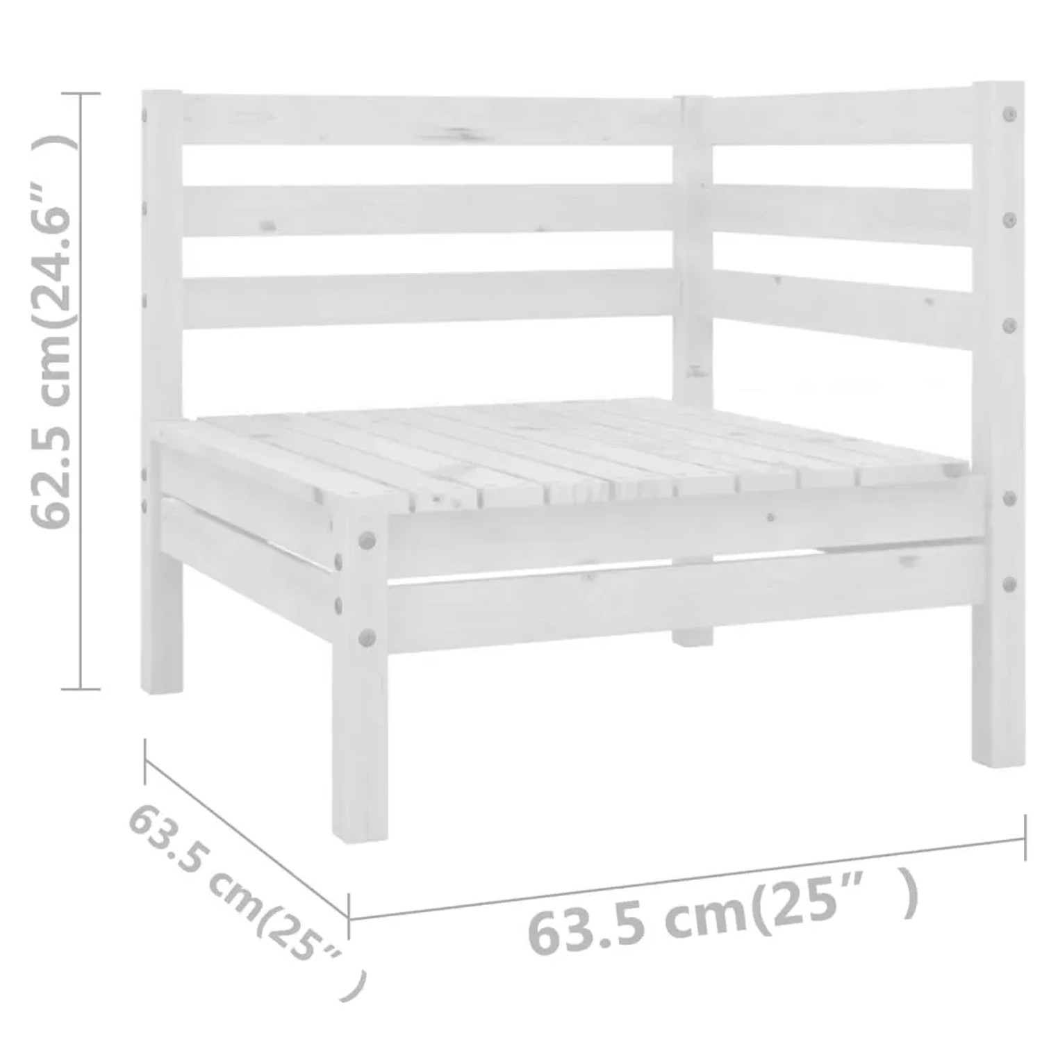 Weißes vidaXL Garten-Lounge-Set aus Kiefernholz, Eckteil. Gartenmöbel für Terrasse und Garten.
