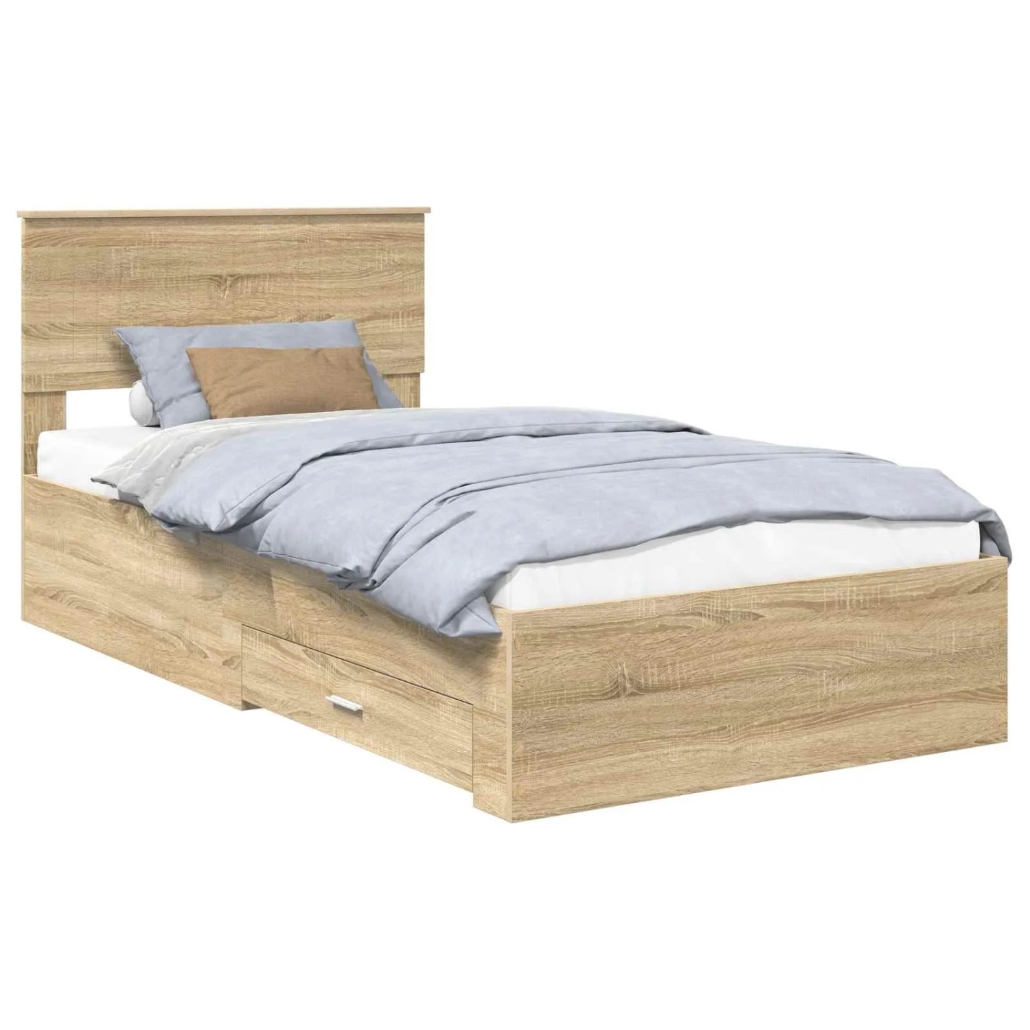 vidaXL Bettrahmen mit Kopfteil Sonoma-Eiche 100 x 200 cm Holzwerkstoff 3410933