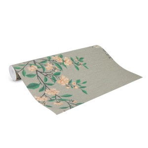 Art for the Home Fototapete Rachelle, 280x250 cm, grün-grau mit floralem Muster.