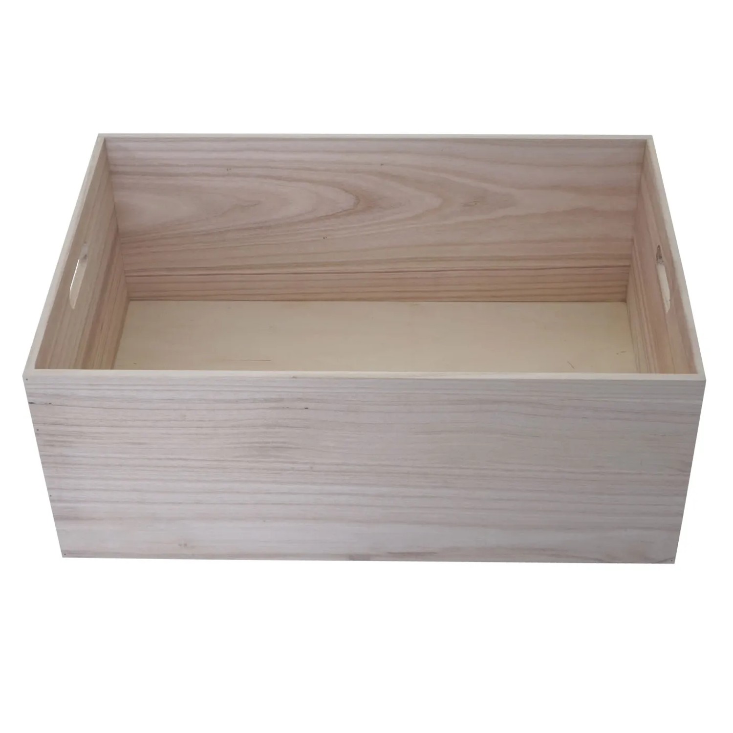 Naturbraune Holzbox MCW C20 (60x40x24cm) mit Tragegriffen zur Aufbewahrung.