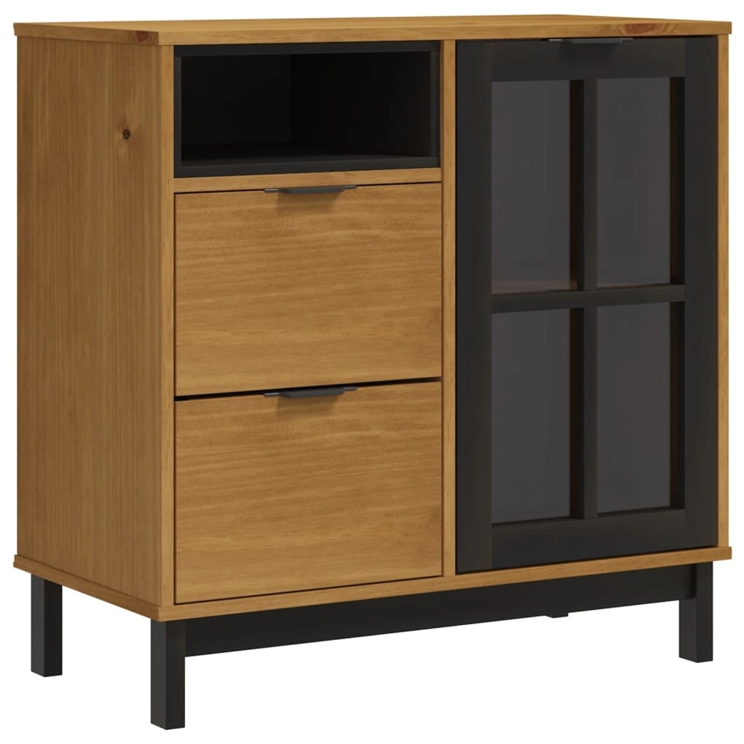 vidaXL Sideboard mit Glastür FLAM 80x40x80 cm Massivholz Kiefer 357826 günstig online kaufen