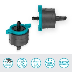 Gardena Endtropfer, regulierbar, zur Bewässerung einzelner Pflanzen im Micro-Drip-System.